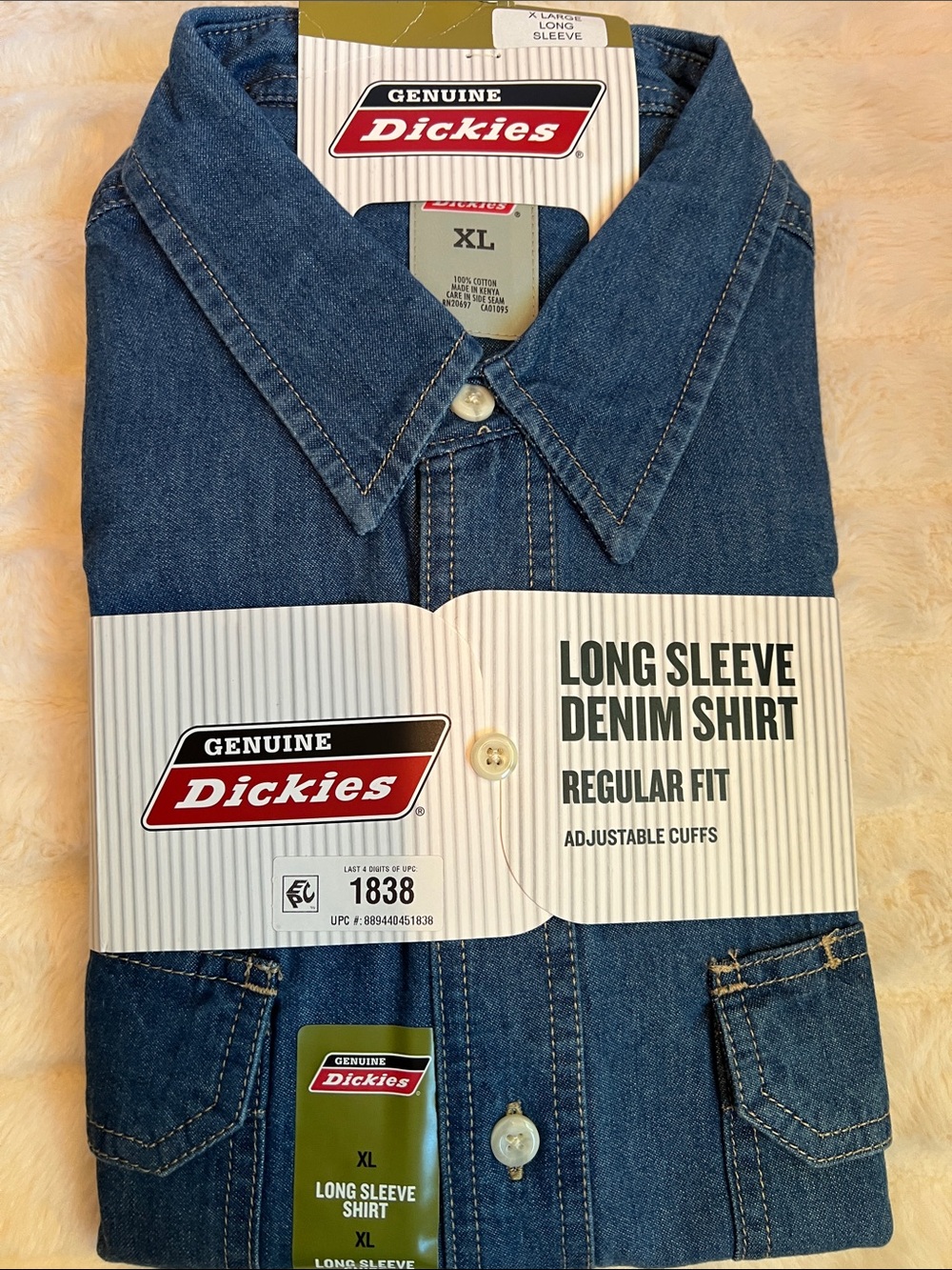 Dickies Long Sleeve Denim Shirt in Dark Blue